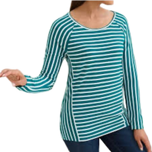 CHICO’S  green and white striped top size 3 GUC…